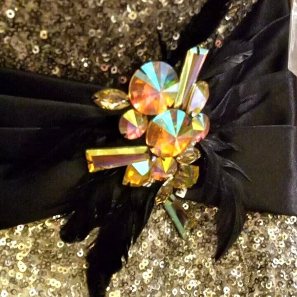 Hannah Jeweled Strapless Cocktail Dress black & silver dance prom size 6 NWT - Picture 4 of 6